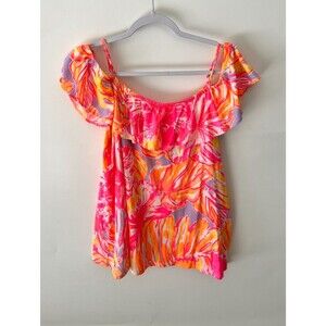 Lilly Pulitzer Tamiami Off The Shoulder Top Womens XL Colorful